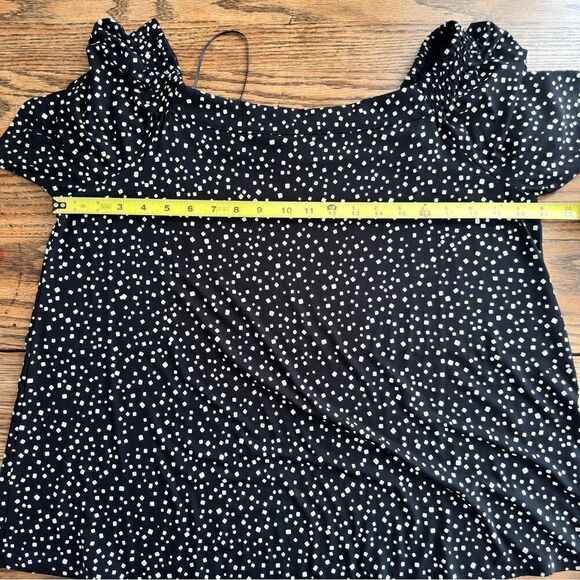 J Jill Wearever Collection Black Dot Rayon Spandex Off Shoulder Top Women’s XLP - Picture 4 of 7
